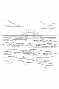 tegning af Havet med strand – Soft and relaxing
