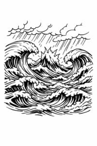 tegning af Havet i storm – Dramatic and bold