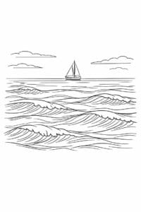 tegning af Havet med sejlbåd – Peaceful and classic