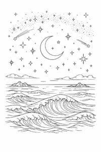 tegning af Havet under stjerner – Magical and serene