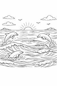 tegning af Havet med delfiner – Joyful and natural