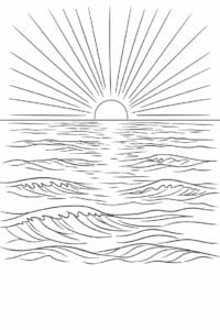 tegning af Havet med solstråler – Bright and peaceful