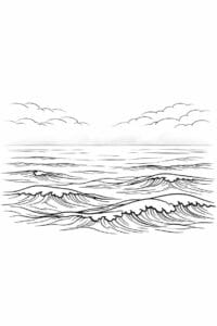 tegning af Havet med tåge – Moody and soft