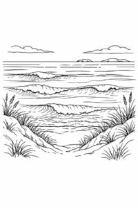 tegning af Havet fra klit – Scenic and natural