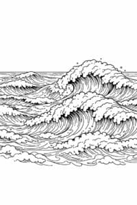tegning af Havet med bølgeskum – Fresh and textured