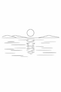tegning af Havet med stille vand – Serene and simple