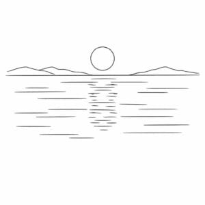 tegning af Havet med stille vand - Serene and simple