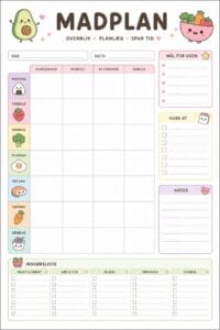 skabelon af madplan – Kawaii skabelon af madplan – Kawaii