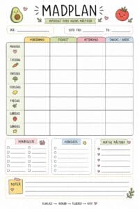 skabelon af madplan – cute and handdrawn skabelon af madplan – cute and handdrawn