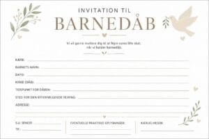 skabelon af Barnedåbs invitation – Skandinavisk minimalistisk