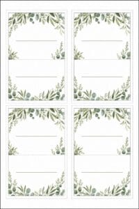 skabelon af Bordkort til bryllup skabelon – Rustic Greenery