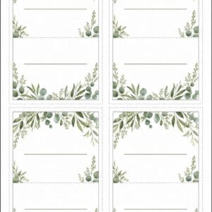 skabelon af Bordkort til bryllup skabelon - Rustic Greenery