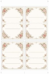 skabelon af Bordkort til bryllup skabelon – Vintage Floral