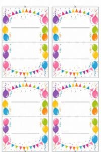 skabelon af Bordkort til fødselsdag skabelon – Colorful Party