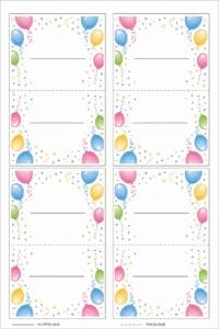 skabelon af Bordkort til fødselsdag skabelon – Festive Balloons