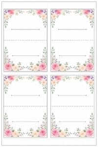 skabelon af Bordkort til fødselsdag skabelon – Floral
