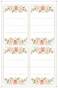 skabelon af Bordkort til guldbryllup skabelon – Watercolor Roses