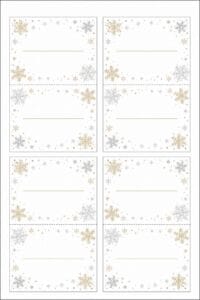 skabelon af Bordkort til jul skabelon – Snowflakes