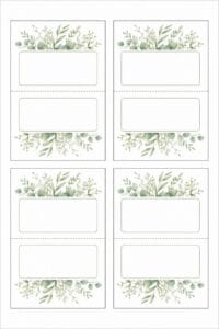 skabelon af Bordkort til konfirmation skabelon – Soft Greenery