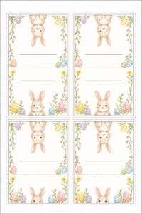skabelon af Bordkort til påskefrokost skabelon – Cute Easter Bunny