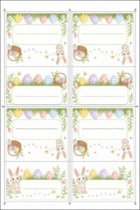skabelon af Bordkort til påskefrokost skabelon – Egg Hunt Theme