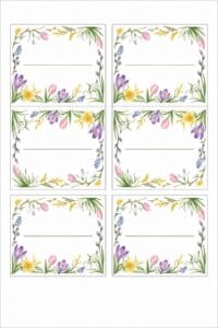 skabelon af Bordkort til påskefrokost skabelon – Spring Flowers