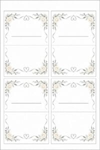 skabelon af Bordkort til sølvbryllup skabelon – Elegant Floral