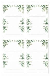 skabelon af Bordkort til svendegilde skabelon – Watercolor Greenery