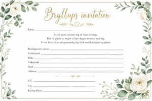 skabelon af Bryllups invitation – Elegant, botanisk illustration