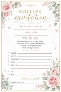 skabelon af Bryllups invitation – Romantisk akvarel