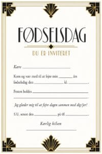 skabelon af Fødselsdags invitiation til voksne – Art Deco