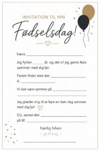 skabelon af Fødselsdags invitiation til voksne – Moderne minimalistisk
