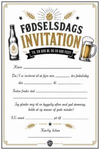 skabelon af Fødselsdags invitiation til voksne – Øl