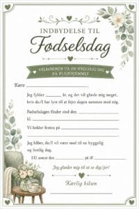 skabelon af Fødselsdags invitiation til voksne – Plejehjem