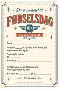 skabelon af Fødselsdags invitiation til voksne – Retro vintage