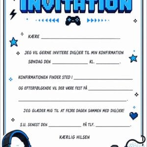 skabelon af Konfirmations invitation - Gaming