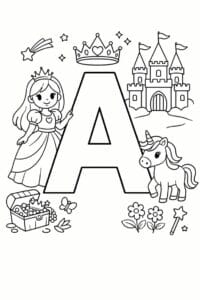 tegning af bogstavet A – Prinsesse tema