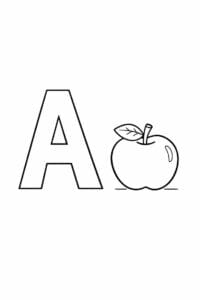 tegning af bogstavet A – Simpel kun med bogstav og et ord