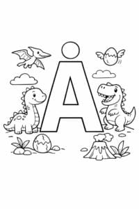 tegning af bogstavet Å – Dinosaur tema