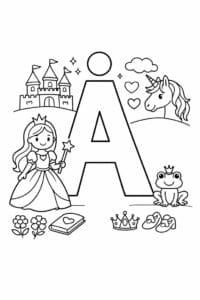 tegning af bogstavet Å – Prinsesse tema