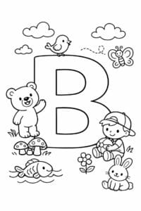 tegning af bogstavet B – Dyrevenner