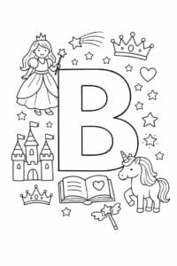 tegning af bogstavet B – Prinsesse tema