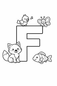 tegning af bogstavet F – Dyrevenner