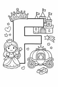 tegning af bogstavet F – Prinsesse tema