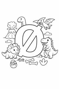 tegning af bogstavet Ø – Dinosaur tema