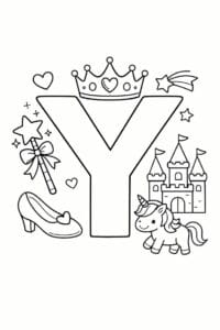 tegning af bogstavet Y – Prinsesse tema