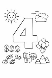 tegning af tallet 4 – Simpel