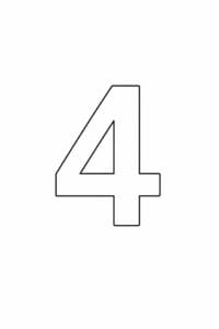 tegning af tallet 4 – Simpel kun med tal, ingen motiver