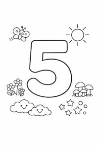 tegning af tallet 5 – Simpel