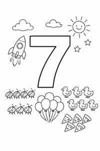 tegning af tallet 7 – Simpel
